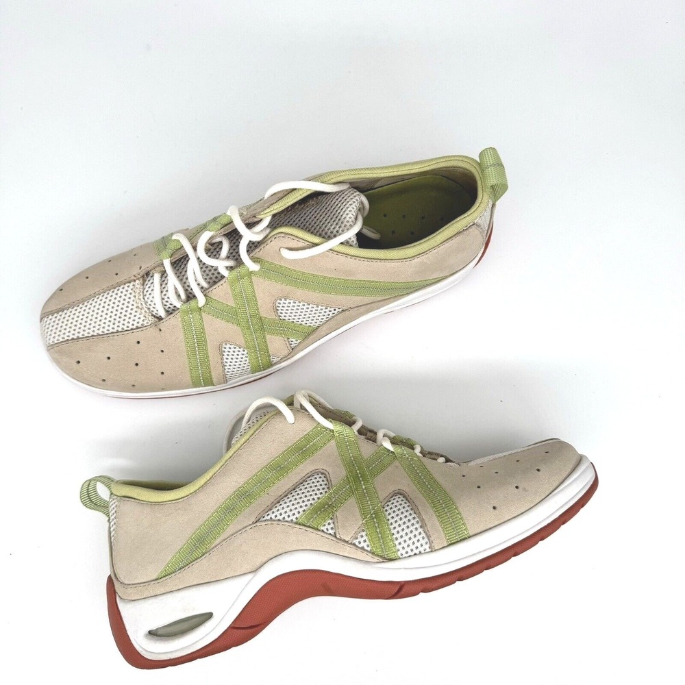 Cole Haan NikeAir Sneakers Womens 5.5B Suede Tan Green D16126 Sporty Preppy